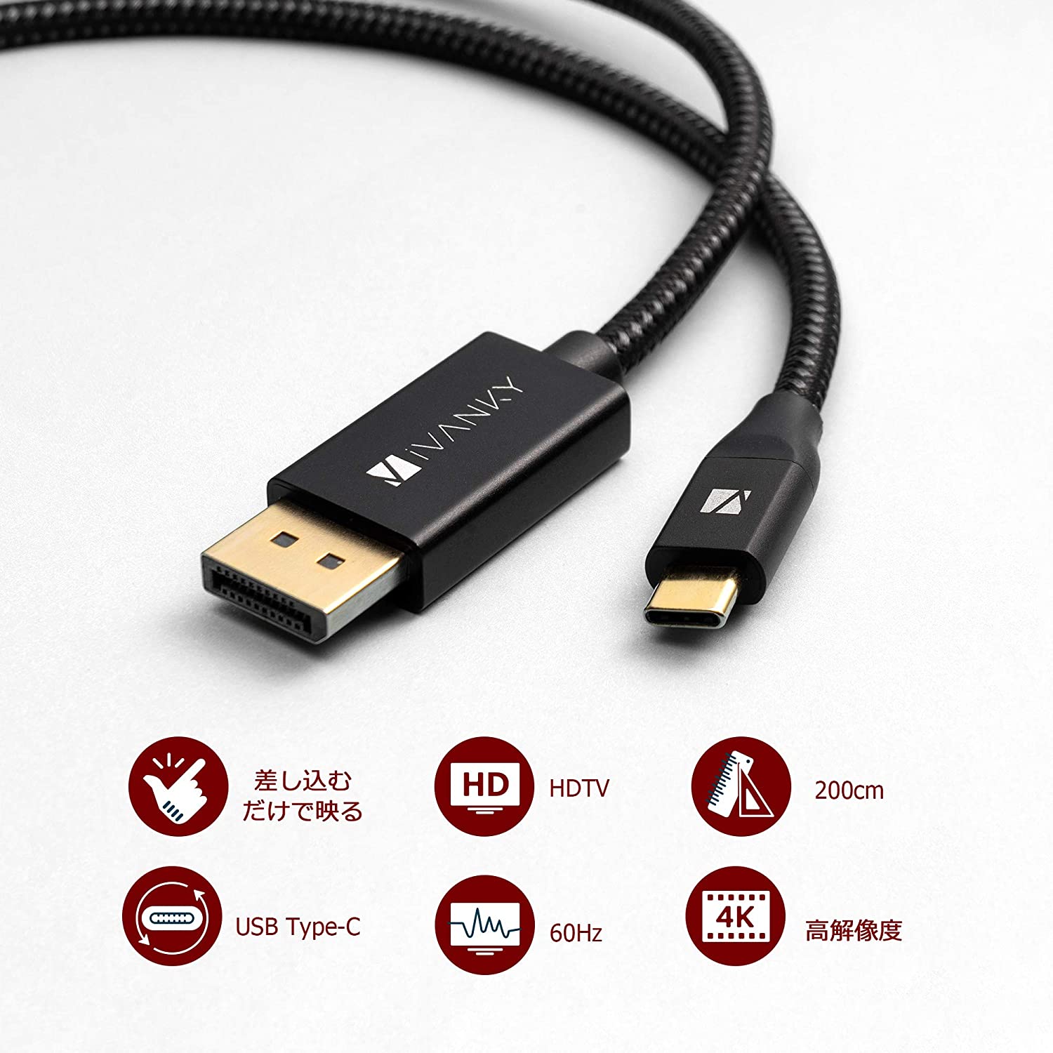 iVANKY USB C DisplayPort 変換ケーブル