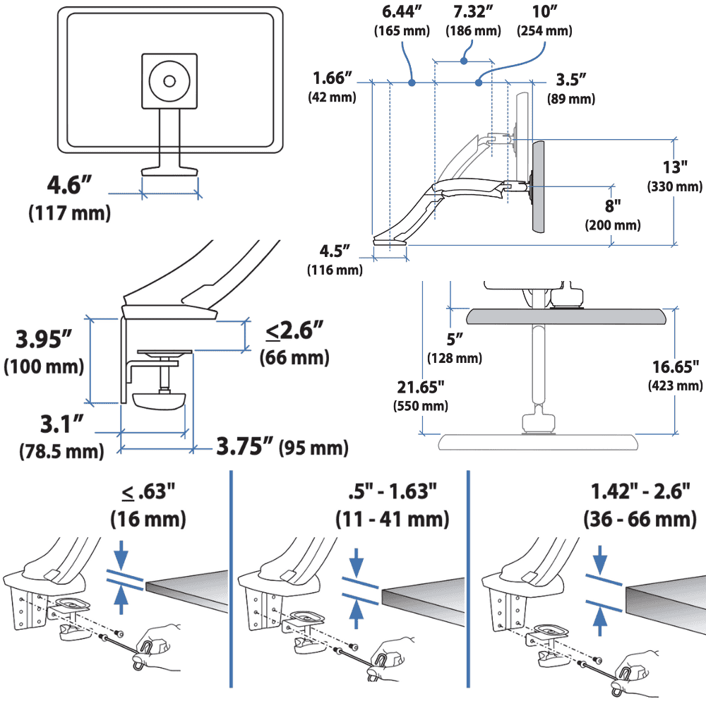 エルゴトロン MX 詳細サイズ