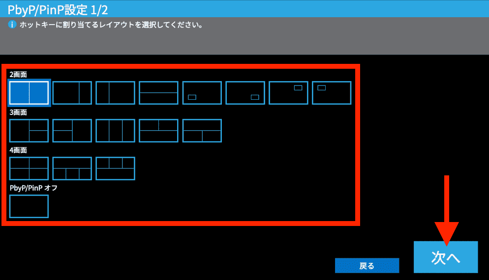 Screen InStyle ホットキー PbyP PinPレイアウト