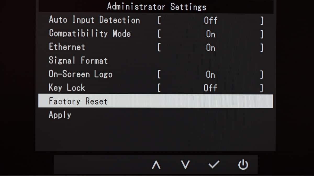 EIZOモニターFactory Reset